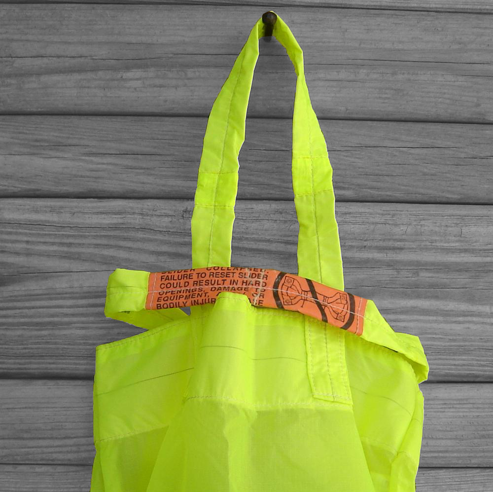 Small Tote Bag Repurposed Neon Yellow Parachute Slider Zero Porosity