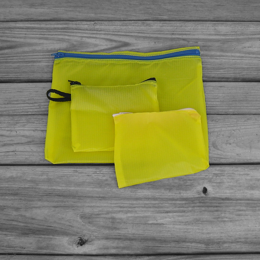 Water Resistant Zipper Pouches : Neon Yellow Zero Porosity Parachute