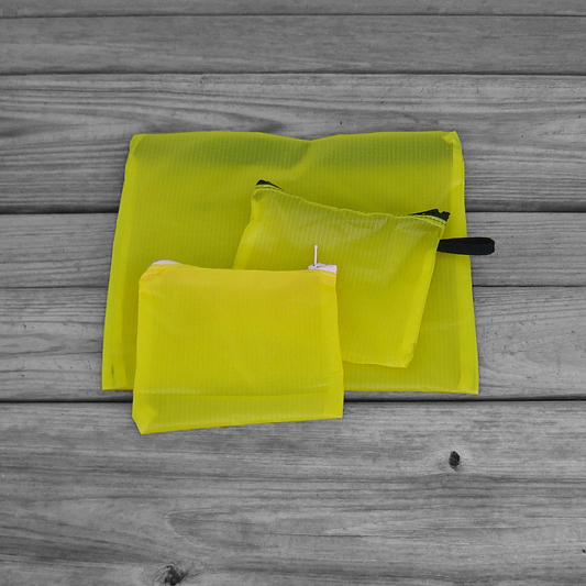 Water Resistant Zipper Pouches : Neon Yellow Zero Porosity Parachute